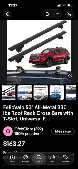 53” Metal Roof Rack Cross Bars , New