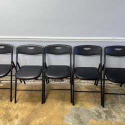 Black Folding Chairs with Cushion Seat