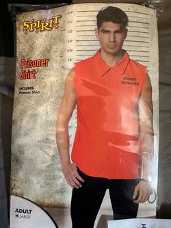 Spirit Halloween Prisoner Shirt Costume Adult Large/ X-Large Jumpsuit