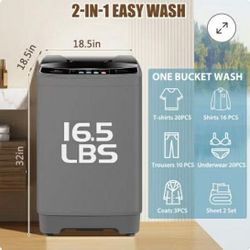 BATHWA 16.5Lbs Portable Washing Machine, 2.3Cu.ft Full-Automatic Compact Washer Machine, LED Display, 10 Programs 8 Water Levels, Gray $114