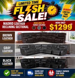 COMFY NEW LARGE RECLINING SECTIONAL SOFA ON SALE ONLY $1299. IN STOCK SAME DAY DELIVERY 🚚 EASY FINANCING