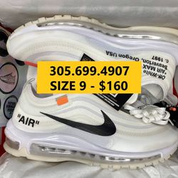 [$120] OFF WHITE NIKE AIR MAX 97 WHITE BLACK NEW SNEAKERS SHOES SIZE 9 42.5 A5