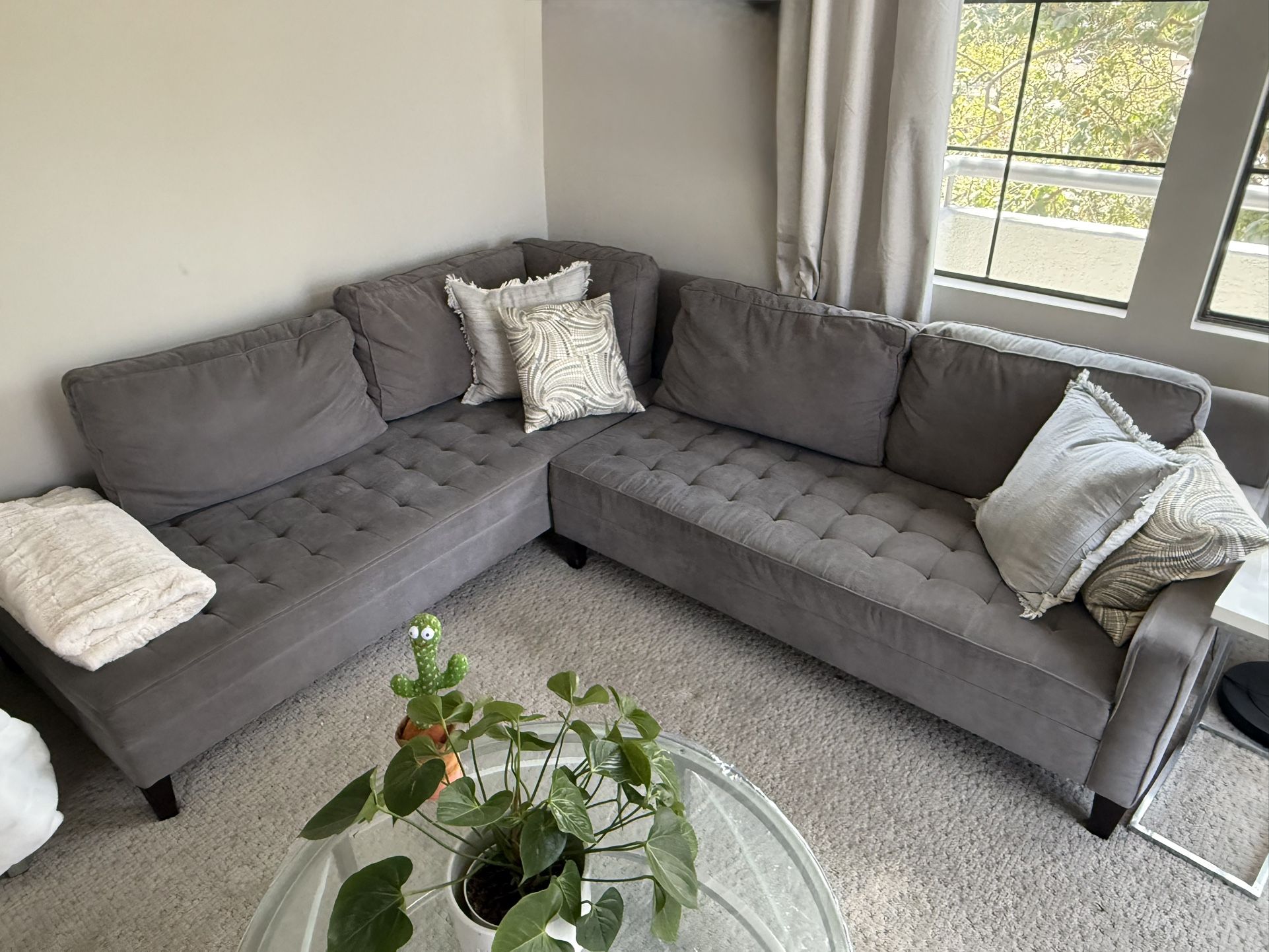 Z gallerie Vapor Grey L- Shaped Couch
