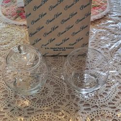 Vintage Princess House 3pc Crystal Sugar & Creamer Set