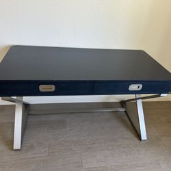 Navy + Steel desk