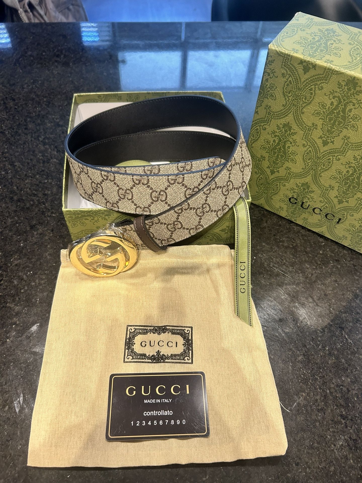 Gucci, Custom Detailed, Grey, Gold, Brown