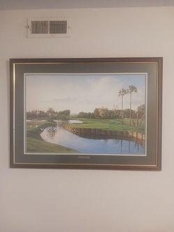 38x28 lithograph of 17th Island hole at TPC Sawgrass golf course in Florida