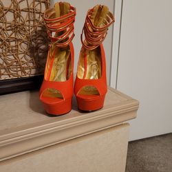 Coral Colored Wedge Heels