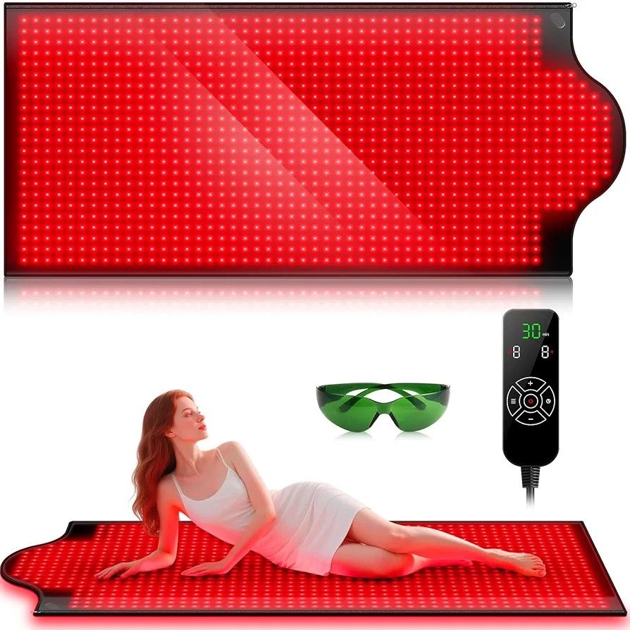 Red Light Therapy Mat for Body, 73"x 32" Red Light Therapy Blanket Red Near Infrared 660nm 850nm Full Body Pad, 1090 LEDs Infrared Light Therapy for B