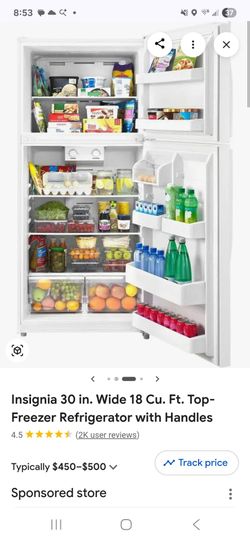 Insignia 30 in. Wide 18 Cu. Ft. Top-Freezer Refrigerator with Handles