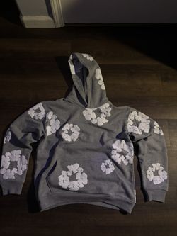 grey denim tear hoodie