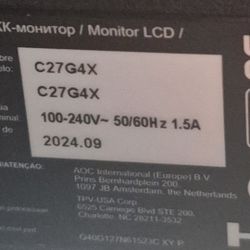 AOC C27G4X 27" VA Curved Gaming Monitor, FHD