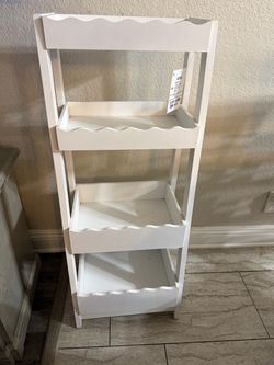 White 4-Tier Wooden Shelf