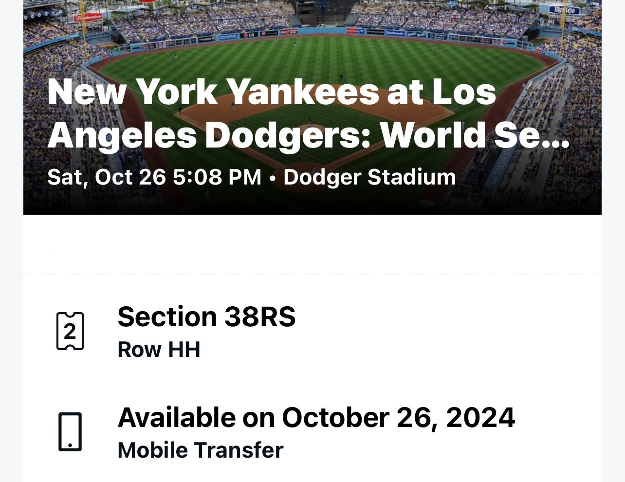 New York Yankees at Los Angeles Dodgers World Series Game 2, Sat, Oct