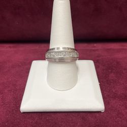 Wedding Band Ring 14k 6.6g White Gold + Diamonds 