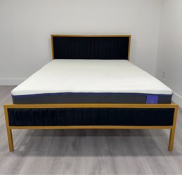 Beautiful Gold/Black Queen Size Bed With Nectar Mattress included. (DELIVERY AVAILABLE).