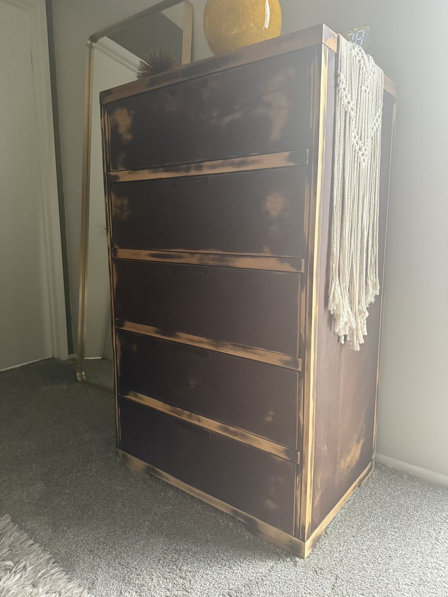 Two Crate & Barrel Asher 2-Drawer Nightstand Wood Brown