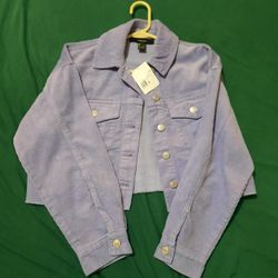 Forever 21 Button Up Corduroy Jacket Cropped Womans Small Purple