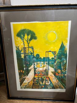 Vintage Richard Slater Signed Lithograph "Garden" Mid Century Art 167/275