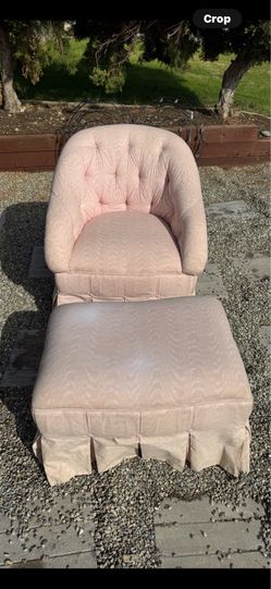 Pink chair and ottoman