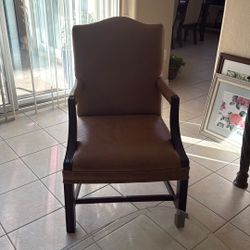 Nice Used Brown Real Leather Chair 