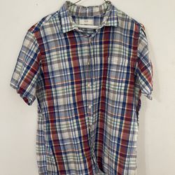 Men’s Large Uniqlo plaid short sleeve button down casual shirt