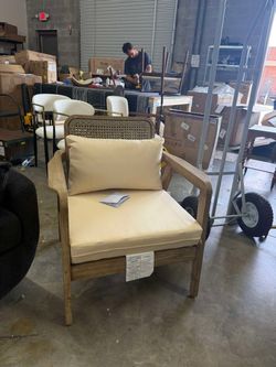 Christopher Knight Home Ursa Outdoor Patio Club Chair, Acacia Wood Arm Chair, Single Sofa Chair, Patio Furniture, Deep Seating with Cushion for Porch,