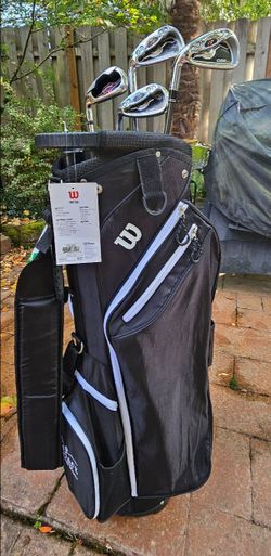 LH Taylormade irons & new golf cart bag