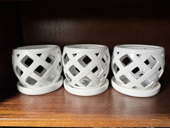 Set of 4 Mainstays Pottery Ceramic Orchid Pot - White