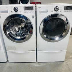 LG electric washer and dryer—includes a receipt for a 90-day warranty.