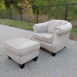 Natuzzi Leather Chair & Ottoman 