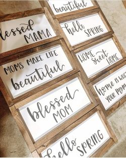 Mother's Day Farmhouse Rustic Wood Wall Sign With Frame Decor 