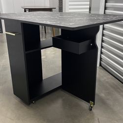 Multipurpose Folding Table W/ Wheels And Storage Shelves