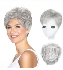 Short Gray Pixie Cut Synthetic Wig