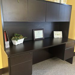 Large Office Table With overhead Cabinet