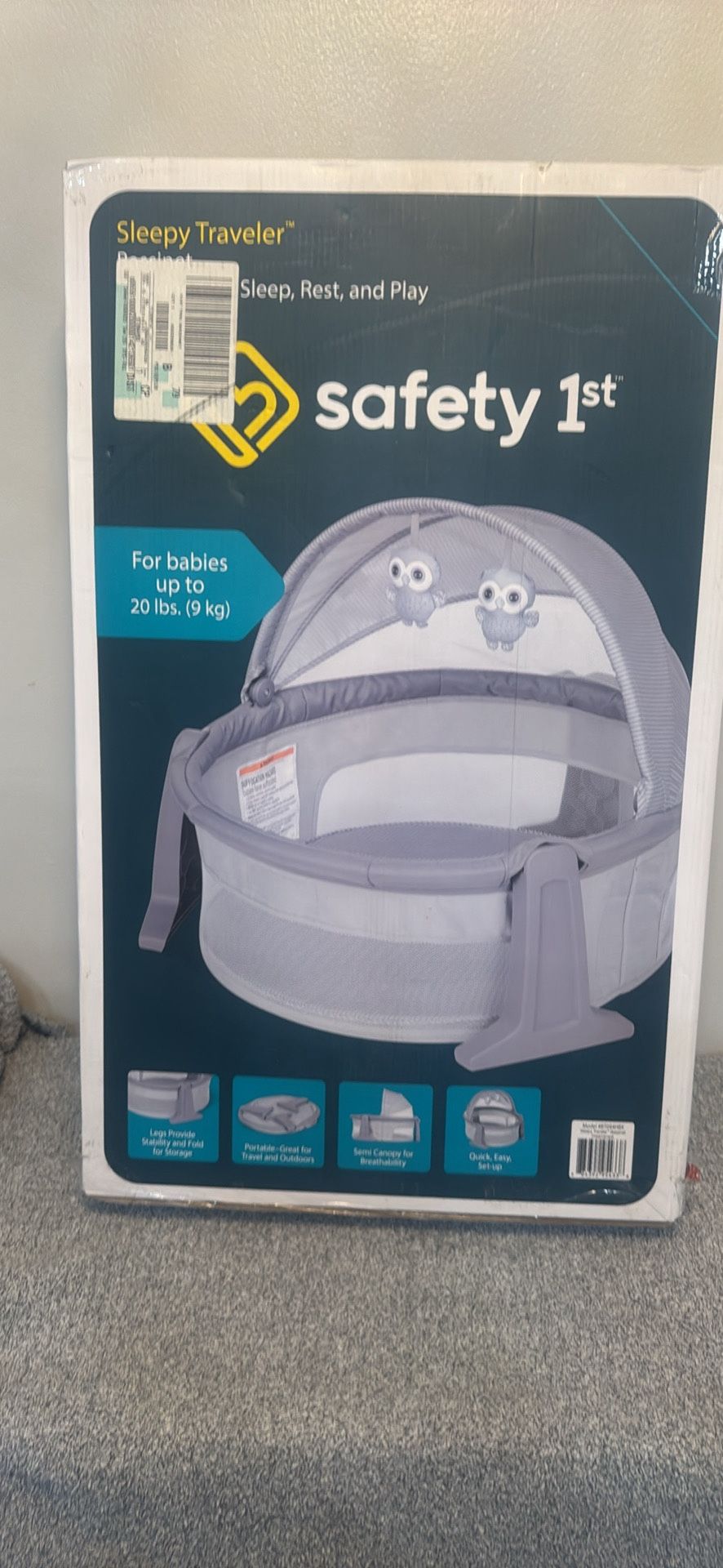 Safety 1ˢᵗ Sleepy Traveler Infant Bassinet, Dreamscape