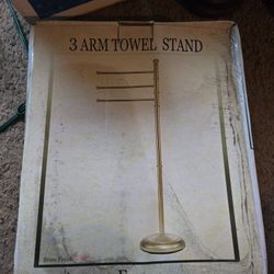 Brass Finish 3 Arm Towel Stand $75 Very Nice Brass Finish