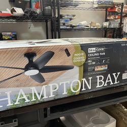 Ceva 54 in. Indoor/Outdoor Matte Black with Matte Black Blades Ceiling Fan with Adjustable White with Remote Included by Hampton Bay