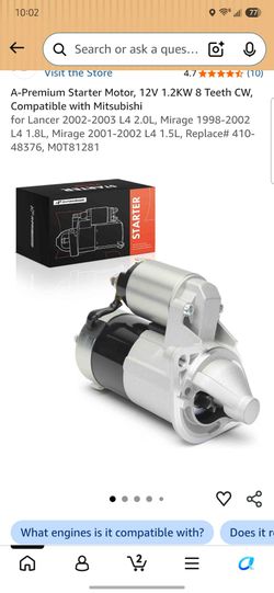 NEW Starter for '02-'03 Lancer and '98-'02 Mirage