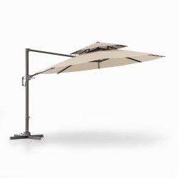 11FT Patio Squrare Umbrella Offset Cantilever Umbrella Aluminum Market Hanging Umbrellas with Cros