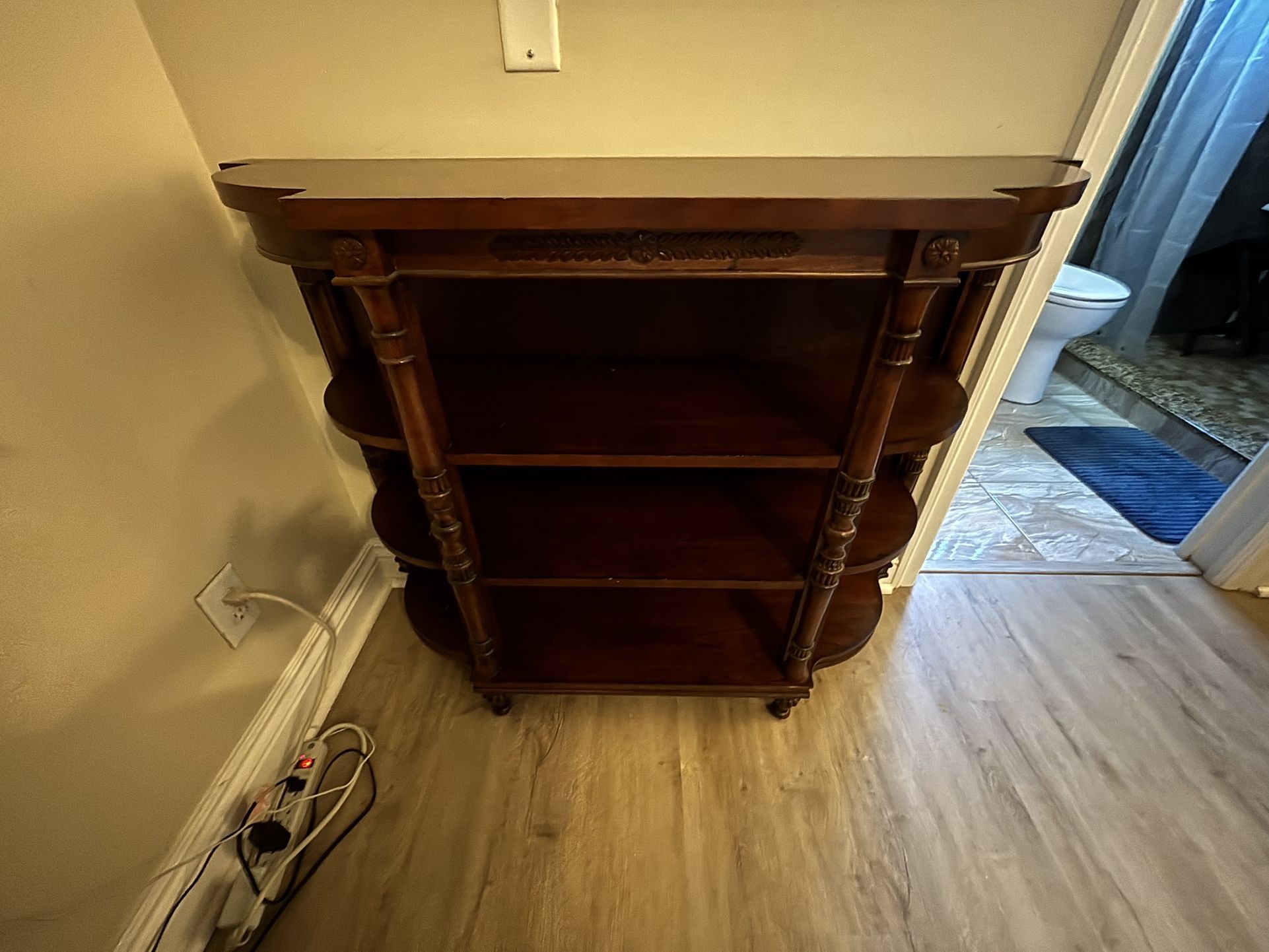 Solid Wood Side Table with 3 Shelves