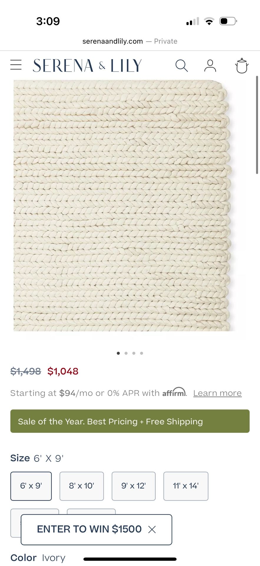 serena & lily braided wool rug 6x9