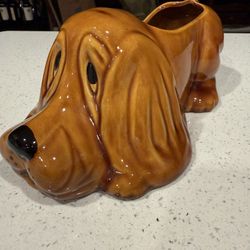 Vintage Ceramic Dog Planter – Basset Hound Style