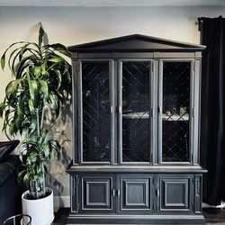 $175 OBO Vintage Drexler Cabinet Hutch Super Unique Mat Black