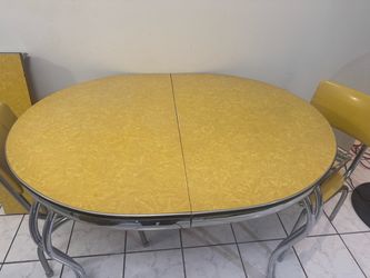 Vintage Yellow Formica Dining Table with Chairs