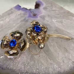 Vintage Sterling Flowers Brooch