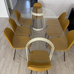CB2 - Glass dining set, table and 8 chairs