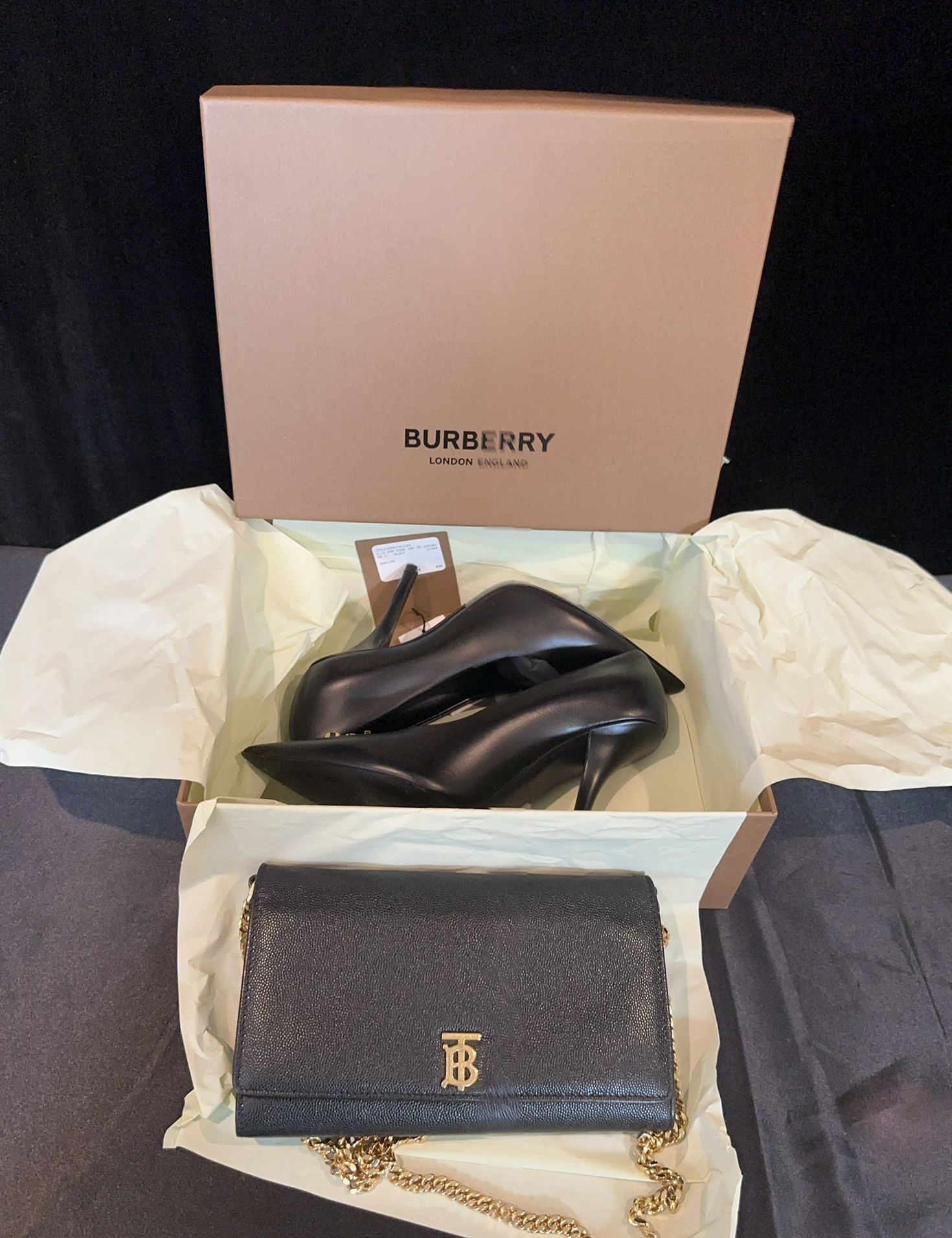 Thomas Burberry Serving Brand New Shoes 6.5 And Slightly Used Mini Bag 