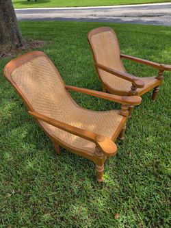 Vintage Bauer International Teak Caned Plantation Chair With Extension Armrests
Regular