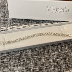Brand New- Miabella Sterling Silver Bracelet - Made in Italy 